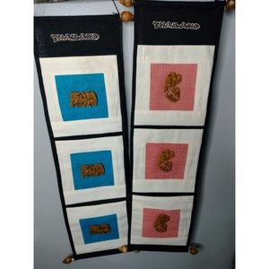 Handmade in Thailand Boho Elephant Wall hanging Storage Decorative Tapestry